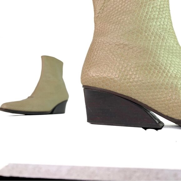 STEPHANE KELIAN TAN CROC BOOTS CROCODILE EMBOSSED BOOTS LEATHER BOOTS WOMEN 4.5 - Picture 8 of 13